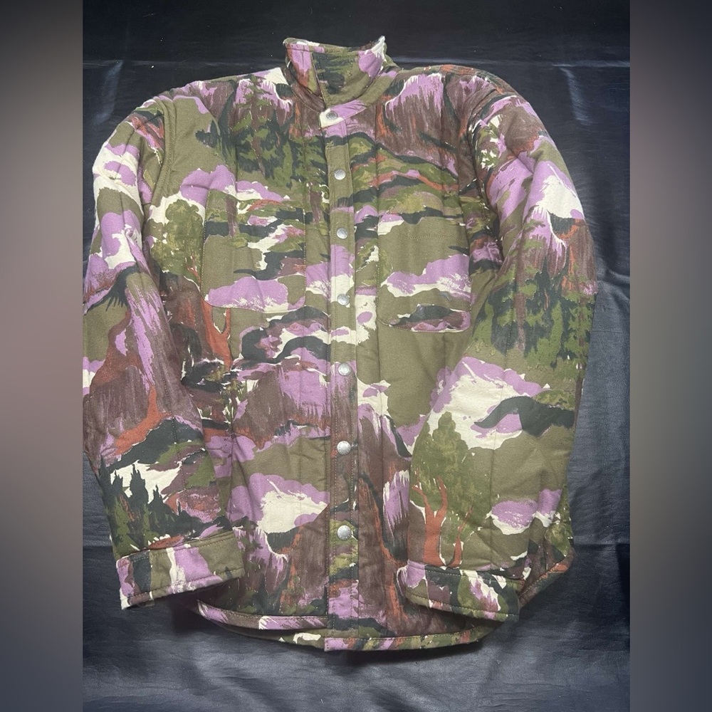 Urban Outfitters Olive Green & Purple Camouflage Puffer Jacket